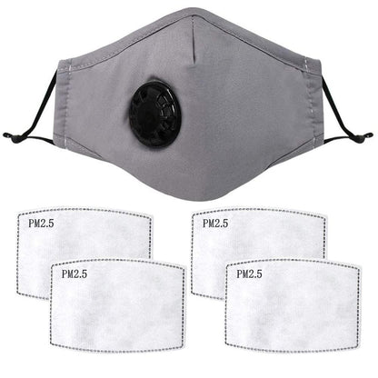 Grey Face Mask with Respirator and 4 Free Filters
