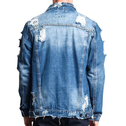 Mens Denim Jacket Blue Wash Vintage Jean Jacket