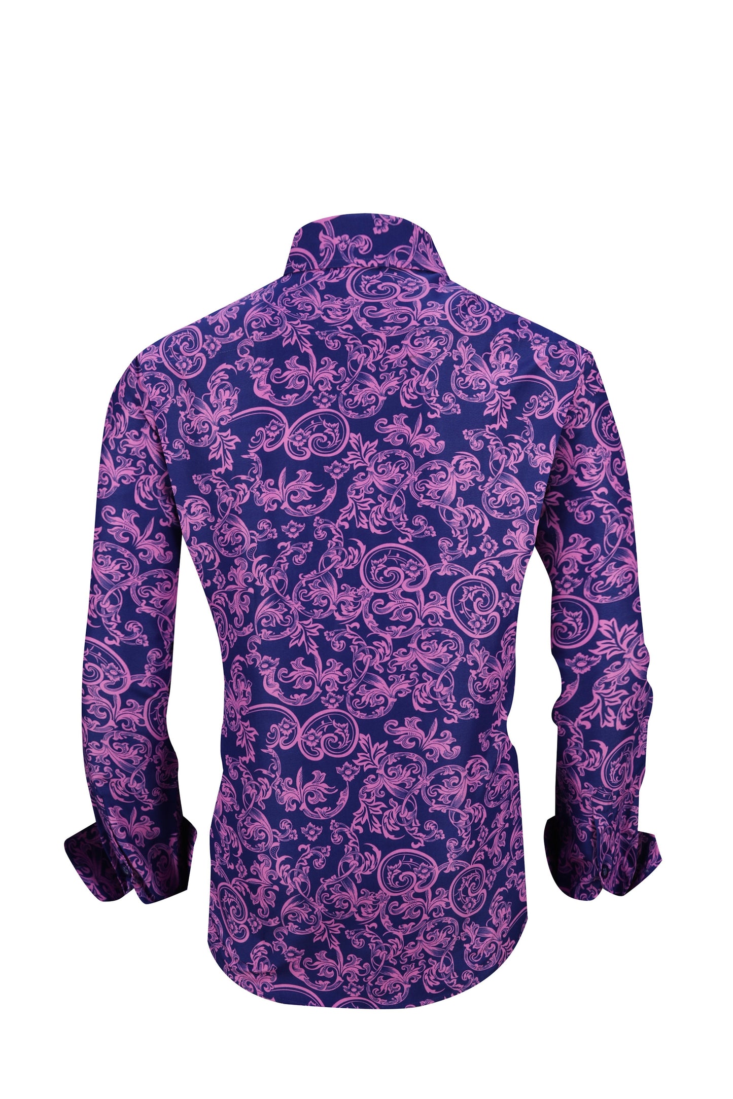 Men PREMIERE Long Sleeve Button Up Dress Shirt Purple Paisley