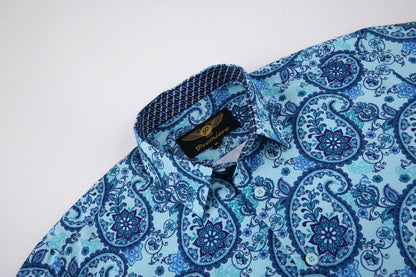 PREMIERE SHIRTS: Teal Green & Blue Paisley