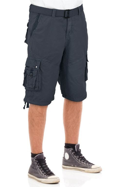 Mens Navy Blue Cargo Shorts with Adjustable Belt