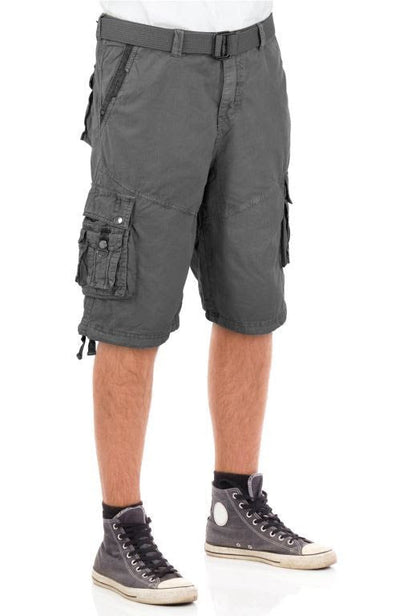 Mens Charcoal Grey Cargo Shorts with Adjustable Belt